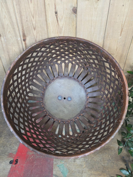 Rustic Reclaimed Industrial Riveted Metal Lattice Bird Cage Pendant Light Shade