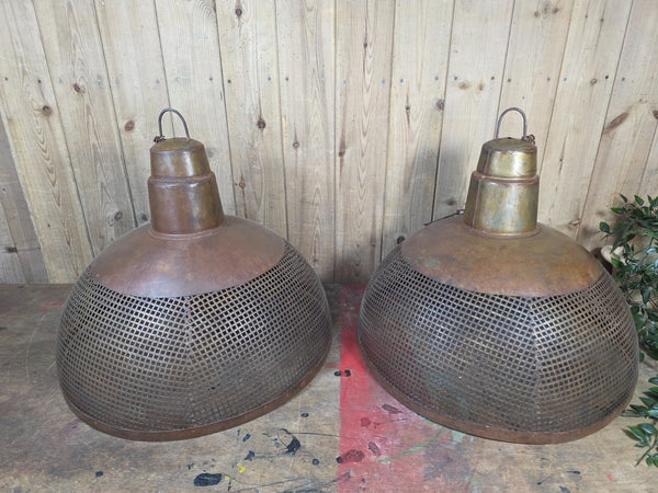 Large Rustic Industrial Reclaimed Metal Riveted Ceiling Pendant Light Shade
