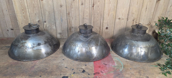 Large Rustic Industrial Reclaimed Metal Riveted Ceiling Pendant Light Shade