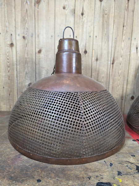 Large Rustic Industrial Reclaimed Metal Riveted Ceiling Pendant Light Shade