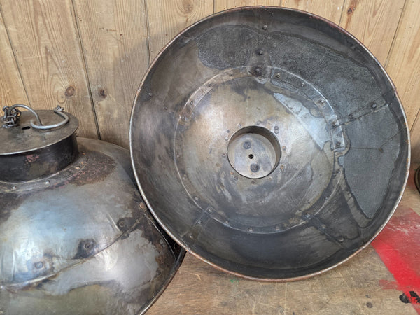 Large Rustic Industrial Reclaimed Metal Riveted Ceiling Pendant Light Shade