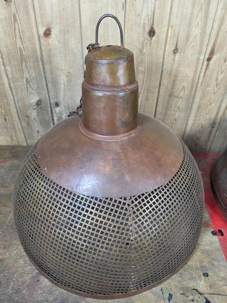 Large Rustic Industrial Reclaimed Metal Riveted Ceiling Pendant Light Shade