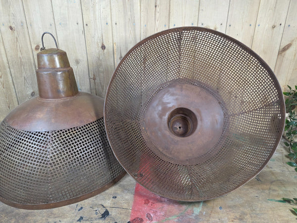 Large Rustic Industrial Reclaimed Metal Riveted Ceiling Pendant Light Shade