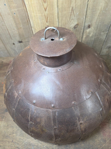 Large Rustic Industrial Reclaimed Metal Riveted Ceiling Pendant Light Shade