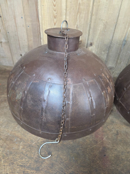 Large Rustic Industrial Reclaimed Metal Riveted Ceiling Pendant Light Shade