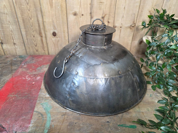 Large Rustic Industrial Reclaimed Metal Riveted Ceiling Pendant Light Shade