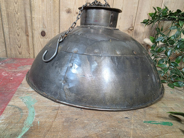Large Rustic Industrial Reclaimed Metal Riveted Ceiling Pendant Light Shade