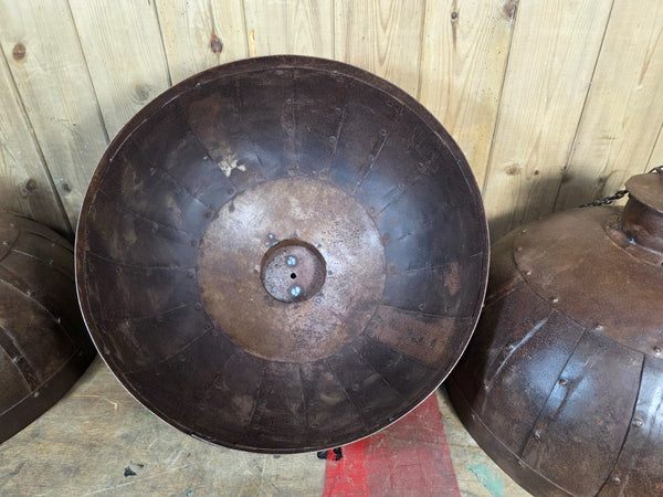 Large Rustic Industrial Reclaimed Metal Riveted Ceiling Pendant Light Shade