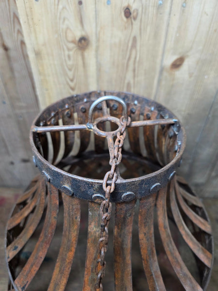 Large Rustic Industrial Iron Riveted Lattice Ceiling Pendant Light Shade