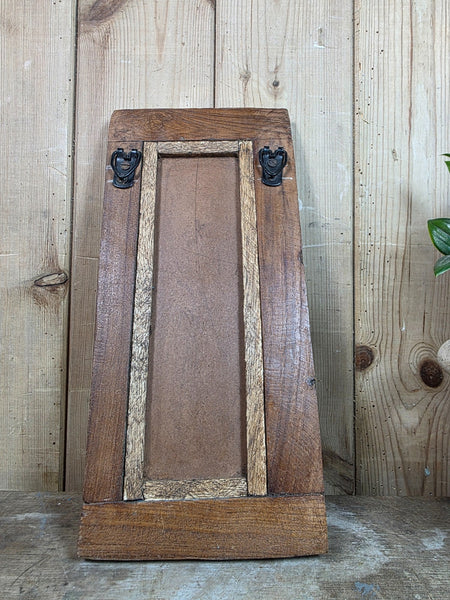 Vintage Rustic Indian Wooden Temple Wall Mirror Bathroom Hallway Kitchen