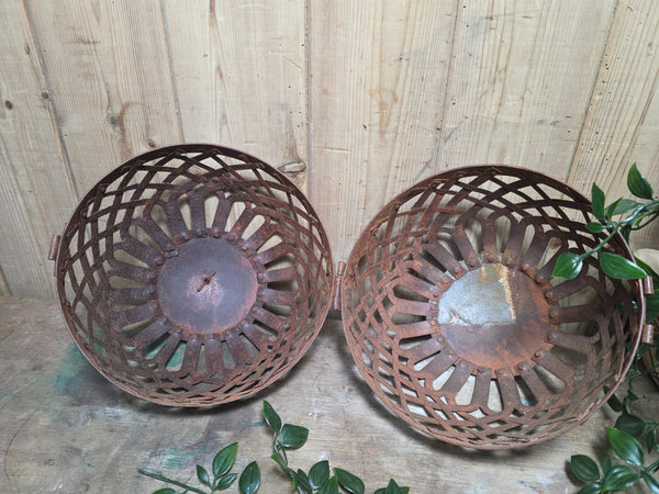 Rustic Reclaimed Handmade Metal Lattice Hanging Ball Candle Lantern