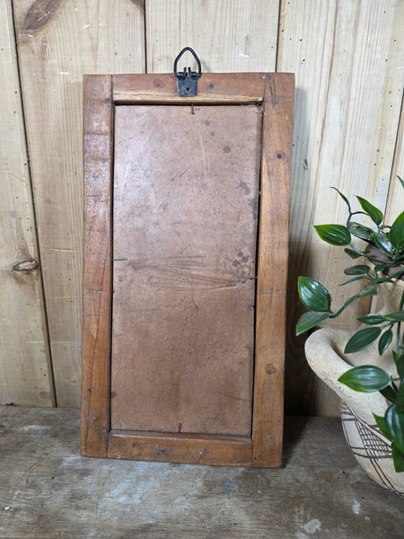 Vintage Rustic Indian Wooden Temple Wall Mirror Bathroom Hallway Kitchen