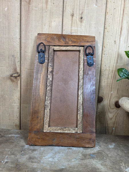 Vintage Rustic Indian Wooden Temple Wall Mirror Bathroom Hallway Kitchen