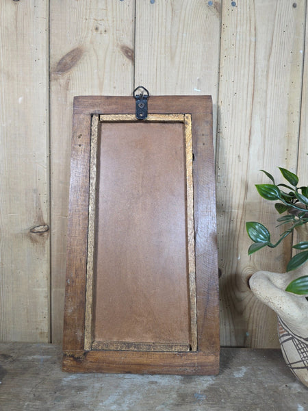 Vintage Rustic Indian Wooden Temple Wall Mirror Bathroom Hallway Kitchen
