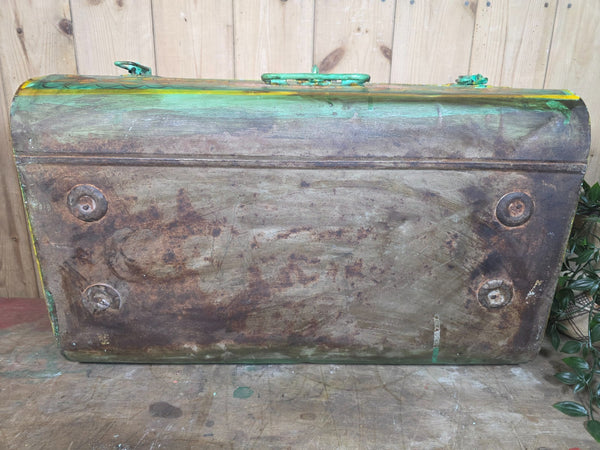 Vintage Indian Hand Painted Metal Tin Railway Travel Storage Chest Trunk