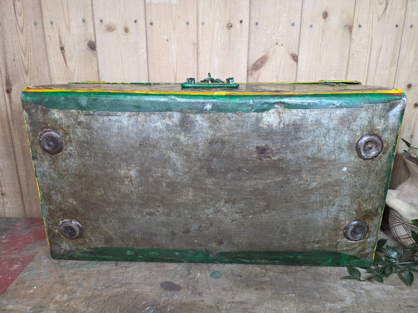 Vintage Indian Hand Painted Metal Tin Railway Travel Storage Chest Trunk