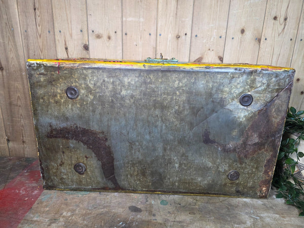 Vintage Indian Hand Painted Metal Tin Railway Travel Storage Chest Trunk