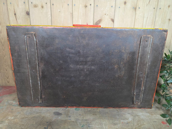 Vintage Indian Hand Painted Metal Tin Railway Travel Storage Chest Trunk