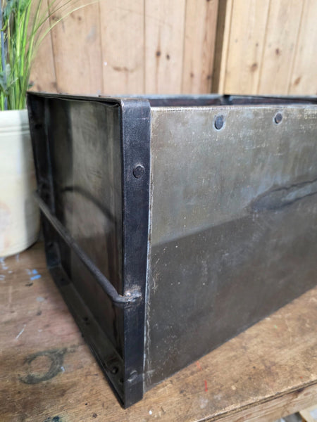 Vintage Reclaimed Metal Galvanised Riveted 3ft Garden Planter Feeder Trough Tub