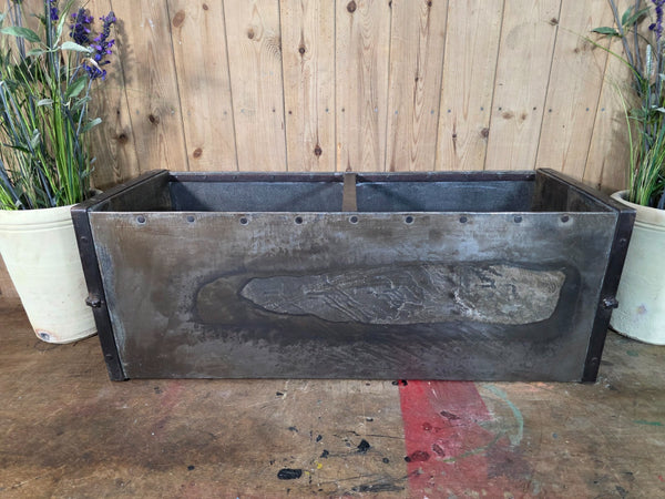 Vintage Reclaimed Metal Galvanised Riveted 3ft Garden Planter Feeder Trough Tub