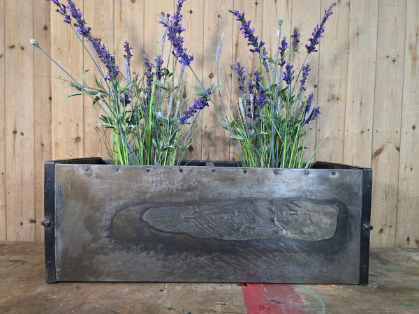 Vintage Reclaimed Metal Galvanised Riveted 3ft Garden Planter Feeder Trough Tub