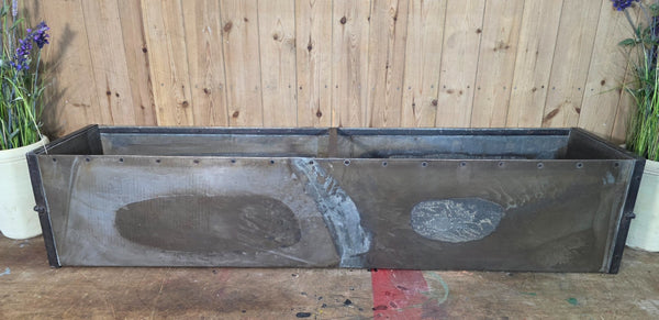 Vintage Reclaimed Metal Galvanised Riveted 5ft Garden Planter Feeder Trough Tub