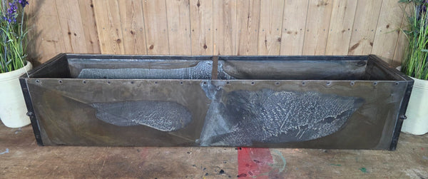 Vintage Reclaimed Metal Galvanised Riveted 5ft Garden Planter Feeder Trough Tub