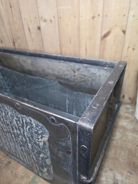 Vintage Reclaimed Metal Galvanised Riveted 5ft Garden Planter Feeder Trough Tub