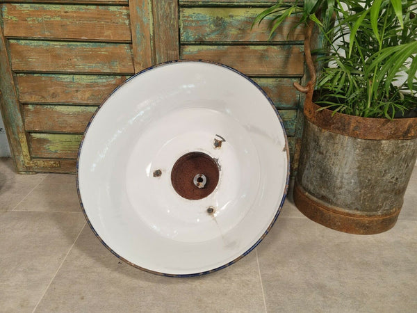 Vintage Industrial Large Cast Iron Enamel Factory Light Shade Hanging Pendant