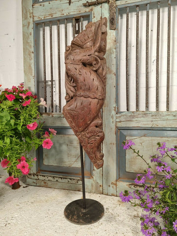 Antique 19th Century Authentic Indian Architectural Wooden Temple Carving Corbel