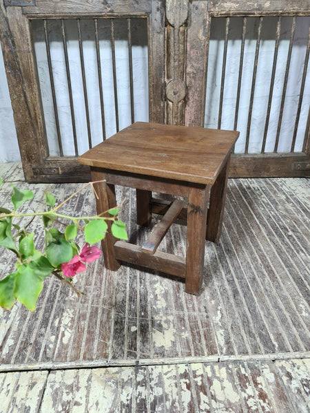 Vintage Hand Made Reclaimed Boat Wood Side Table Stool Plant Pot Stand Plinth