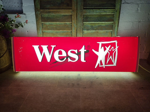 Vintage West Cigarettes Light Up Advertising Sign Box  Bar Mancave McLaren F1