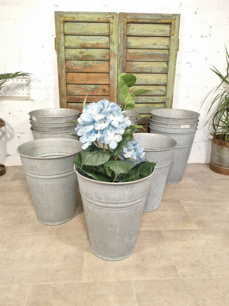 Vintage Galvanised Zinc Florist Display Tub Bucket Garden Planter Vase