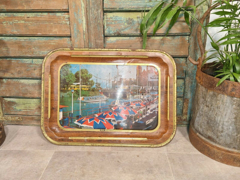 Vintage Advertising Serving Drinks Tin Metal Bar Tray Amsterdam Holland