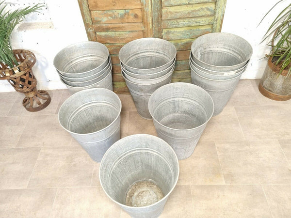 Vintage Galvanised Zinc Florist Display Tub Bucket Garden Planter Vase