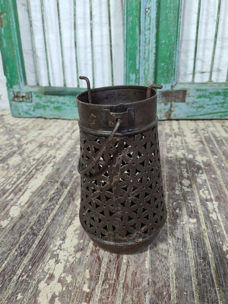 Rustic Hand Made Decorative Pressed Metal Hanging Candle Lantern Holder Garden