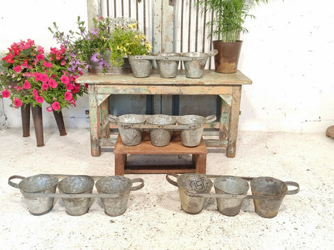 Vintage Reclaimed Riveted Hand Made Recycled Triple Metal Garden Planter Pot Tub