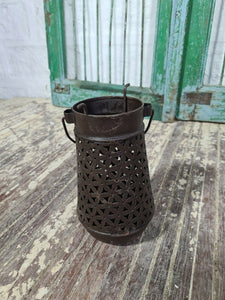 Rustic Hand Made Decorative Pressed Metal Hanging Candle Lantern Holder Garden