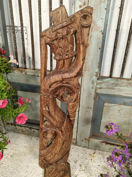 Antique 19th Century Authentic Indian Architectural Wooden Temple Carving Corbel