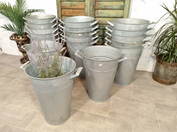 Vintage Large Galvanised Zinc Florist Display Tub Bucket Garden Planter Vase