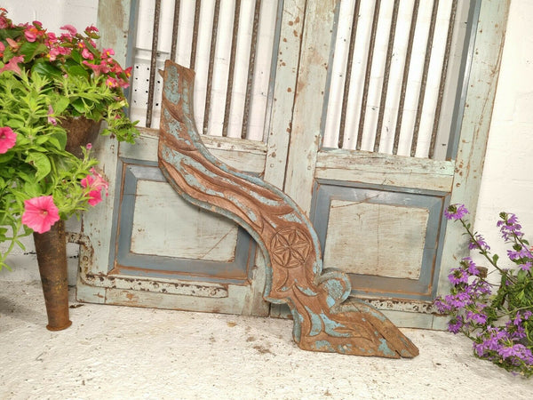 Antique 19th Century Authentic Indian Architectural Wooden Temple Carving Corbel