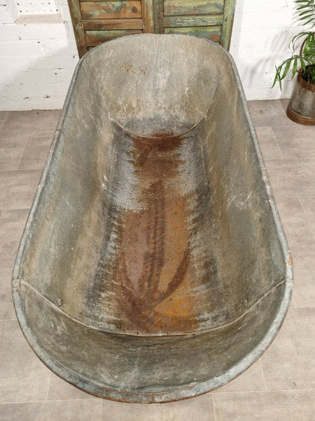 Large Vintage European Galvanised Zinc Tin Bath Tub Garden Wildlife Pond Planter
