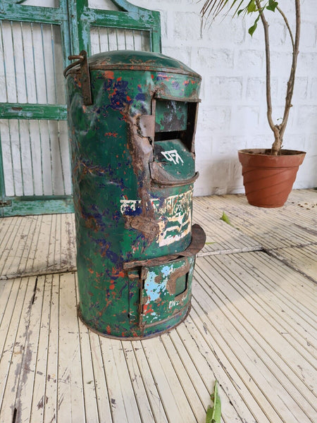 Vintage Rustic Original Indian Metal Wall Mounted Letter Post Box Garden Feature