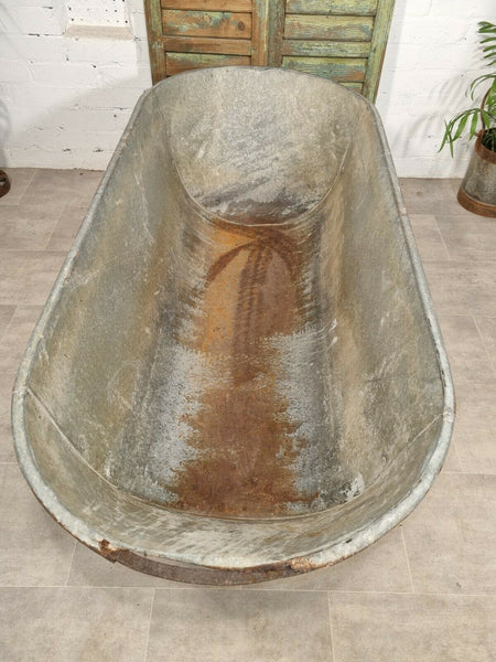 Large Vintage European Galvanised Zinc Tin Bath Tub Garden Wildlife Pond Planter