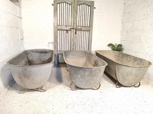 Large Vintage European Galvanised Zinc Tin Bath Tub Garden Wildlife Pond Planter