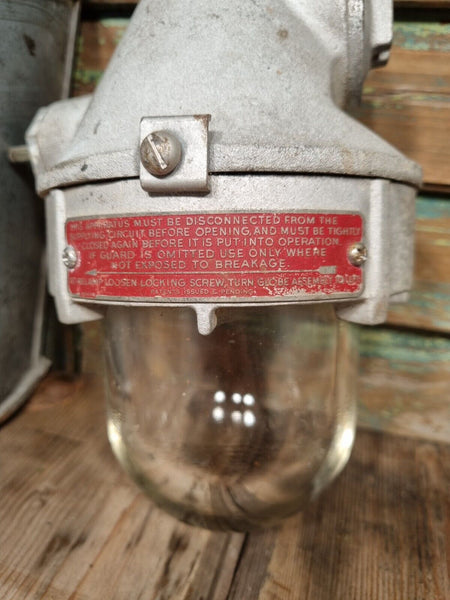 Vintage Industrial US Navy Crouse & Hinds Explosion Proof Bulkhead Light Lamp