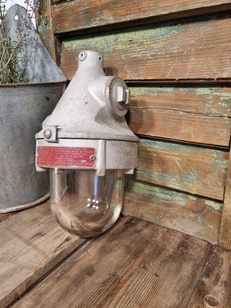 Vintage Industrial US Navy Crouse & Hinds Explosion Proof Bulkhead Light Lamp