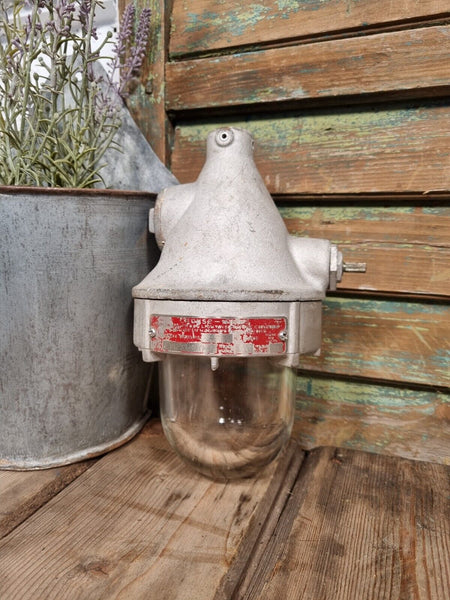 Vintage Industrial US Navy Crouse & Hinds Explosion Proof Bulkhead Light Lamp