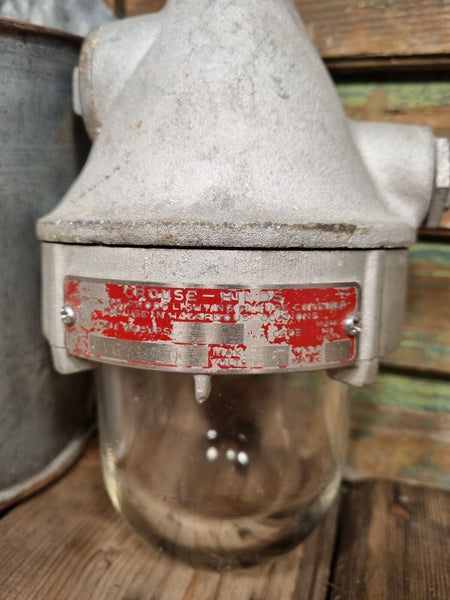 Vintage Industrial US Navy Crouse & Hinds Explosion Proof Bulkhead Light Lamp