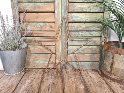 Vintage Reclaimed Large Metal Rusty Iron Star Garden Home Decor